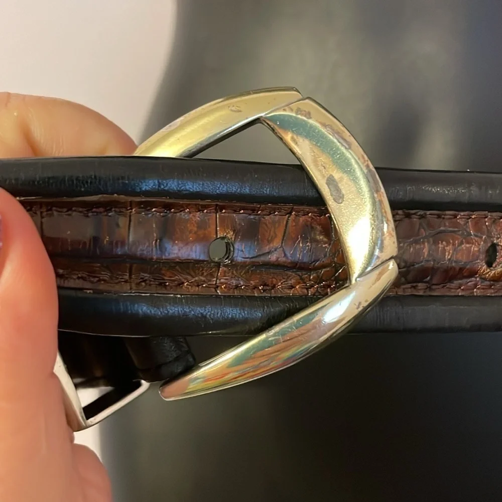 Brighton Leather Black with Brown Inlay design Reptile  size 36